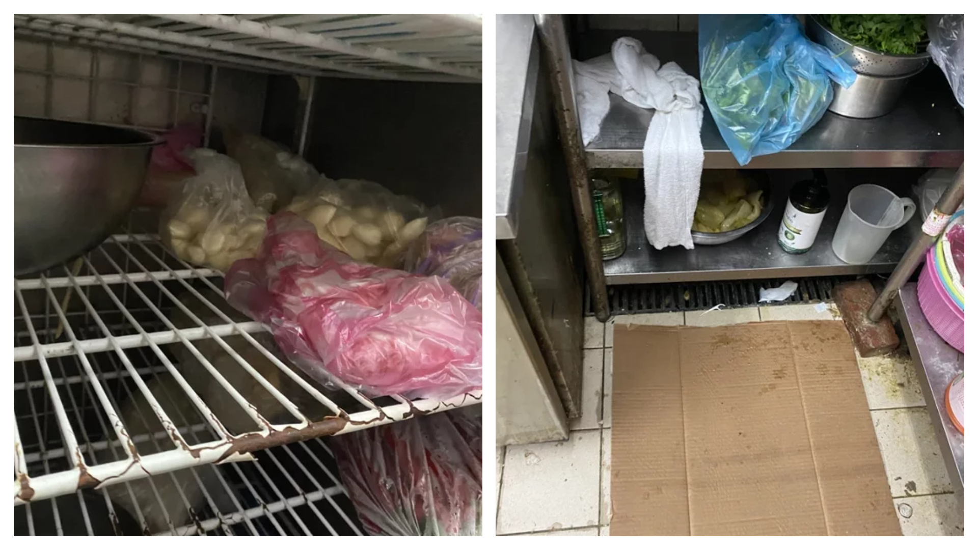 衛生局上月前往稽查，現場查有冰箱食材未覆蓋等衛生缺失事項。（台北市衛生局提供）