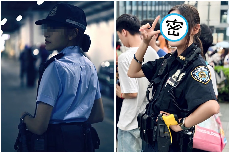一名香港正妹女警因外型甜美爆紅，就連抖音影片也瘋傳。（翻攝自抖音）
