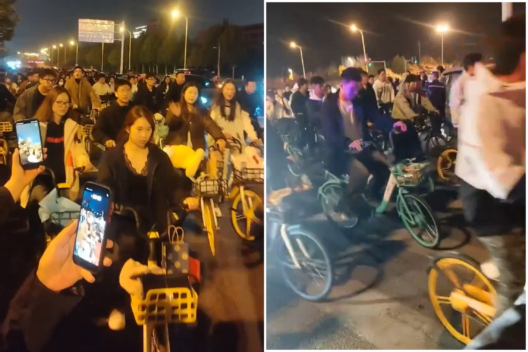 中國年輕人20萬大軍「夜騎開封」太驚人，中共怕了！維穩封校全來。（翻自X平台）