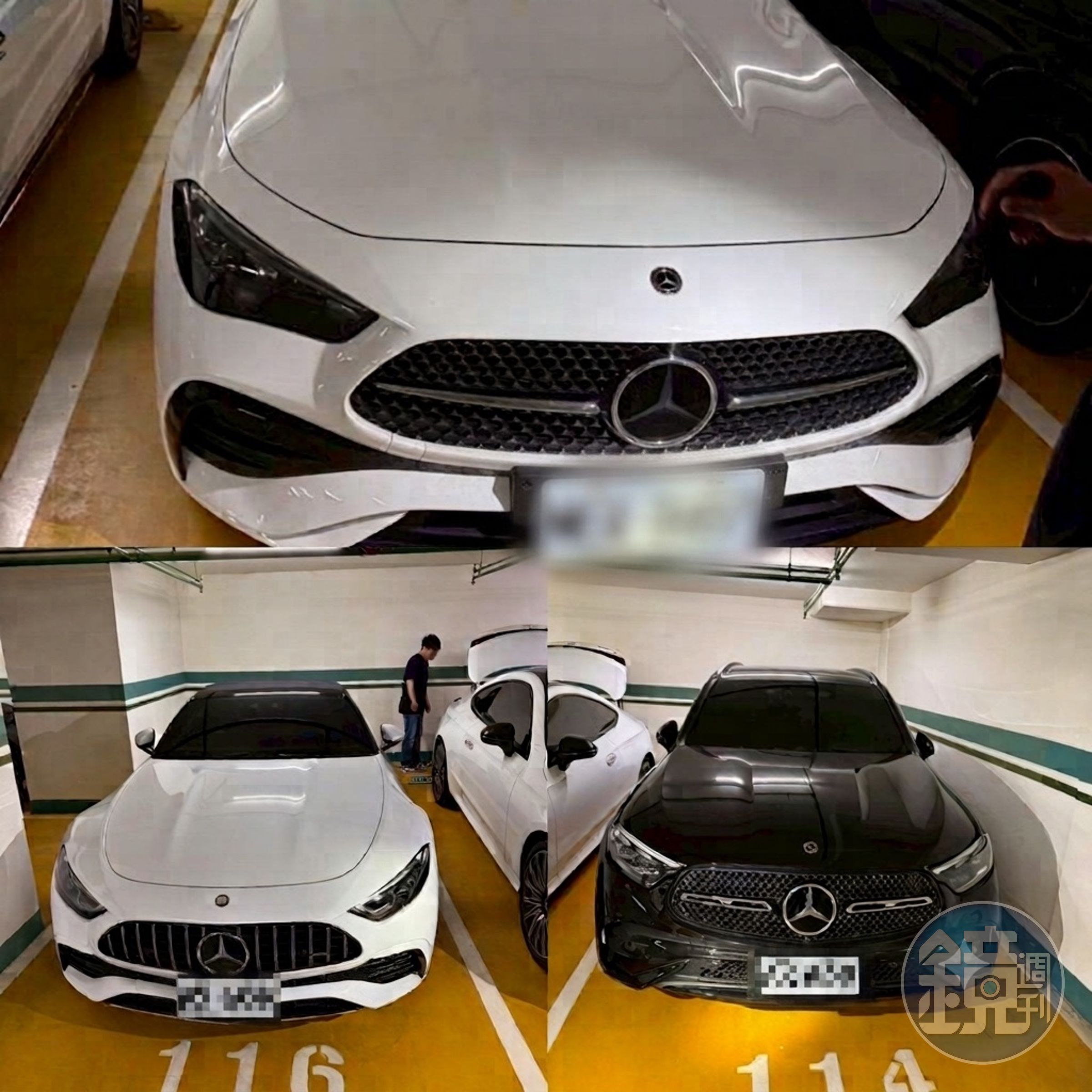 搜索現場查扣的名車。(中檢提供)