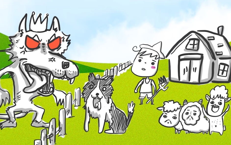 網紅「林辰 Buchi」釋出《狼大王與三隻小羊》的動畫短片，以寓言故事的方式闡述台灣與兩岸的狀況。（翻攝自林辰臉書）