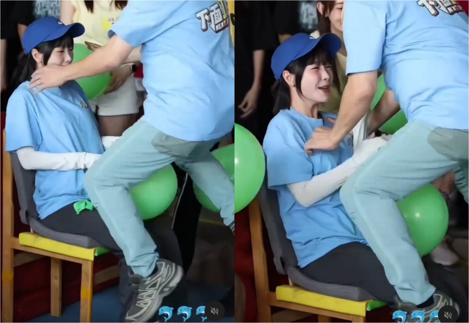 近日網友瘋傳一段《綜藝大集合》的錄影畫面，籃籃疑似在遊戲中遭胡瓜摸胸，引發撻伐。（翻攝自Threads）