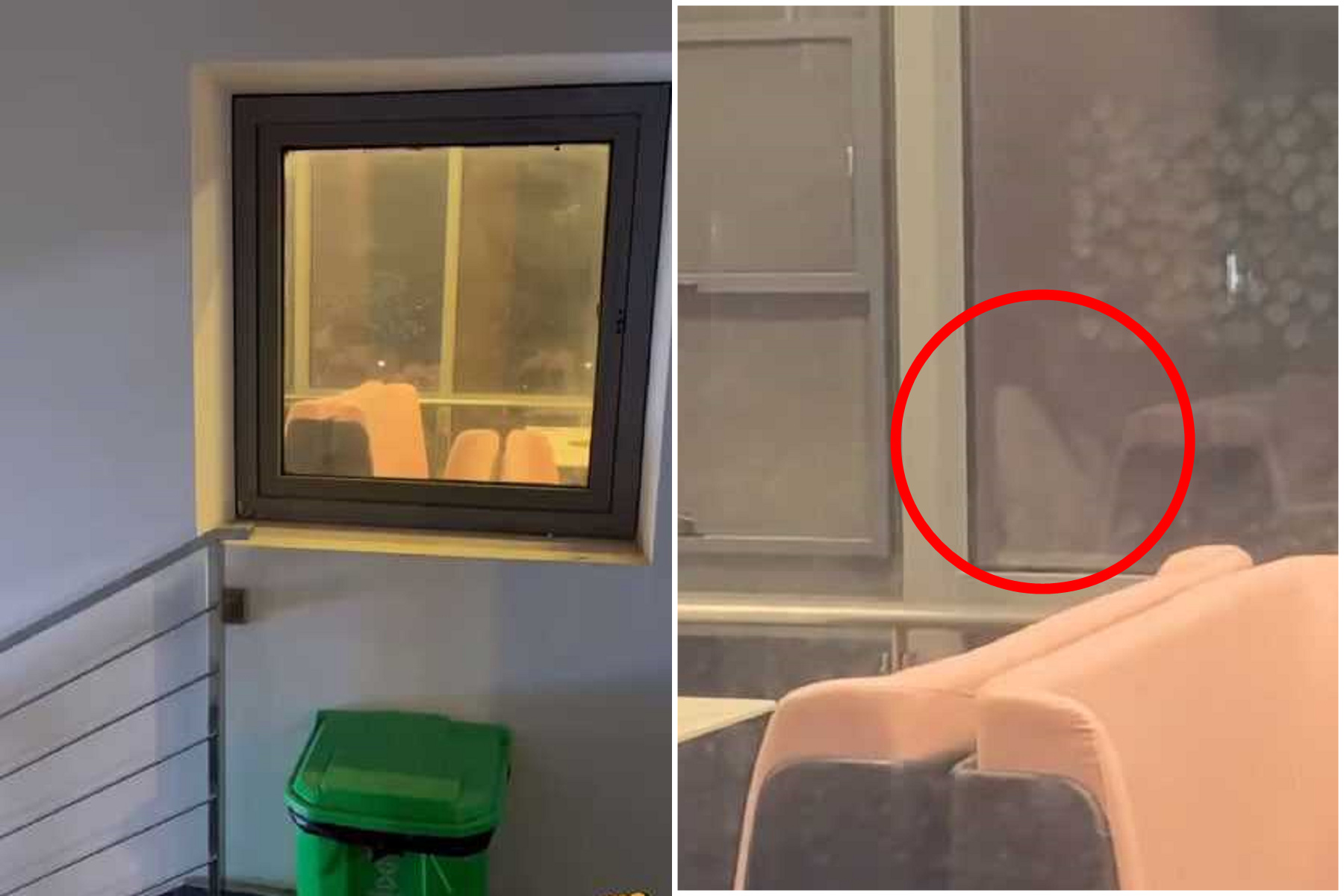 學校餐廳玻璃驚見「倩女幽魂」！仔細看，是超自然震動活春宮。（翻自《黑料網》）