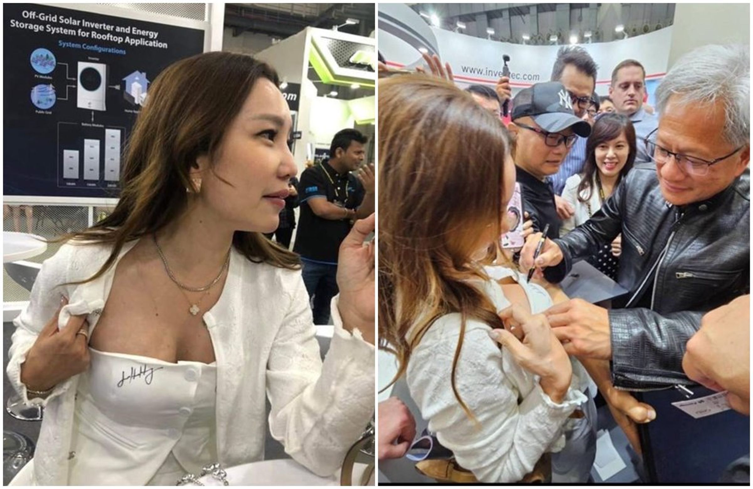 女子要求黃仁勳簽名在她胸部上,引發熱議。(翻攝PTT八卦板)