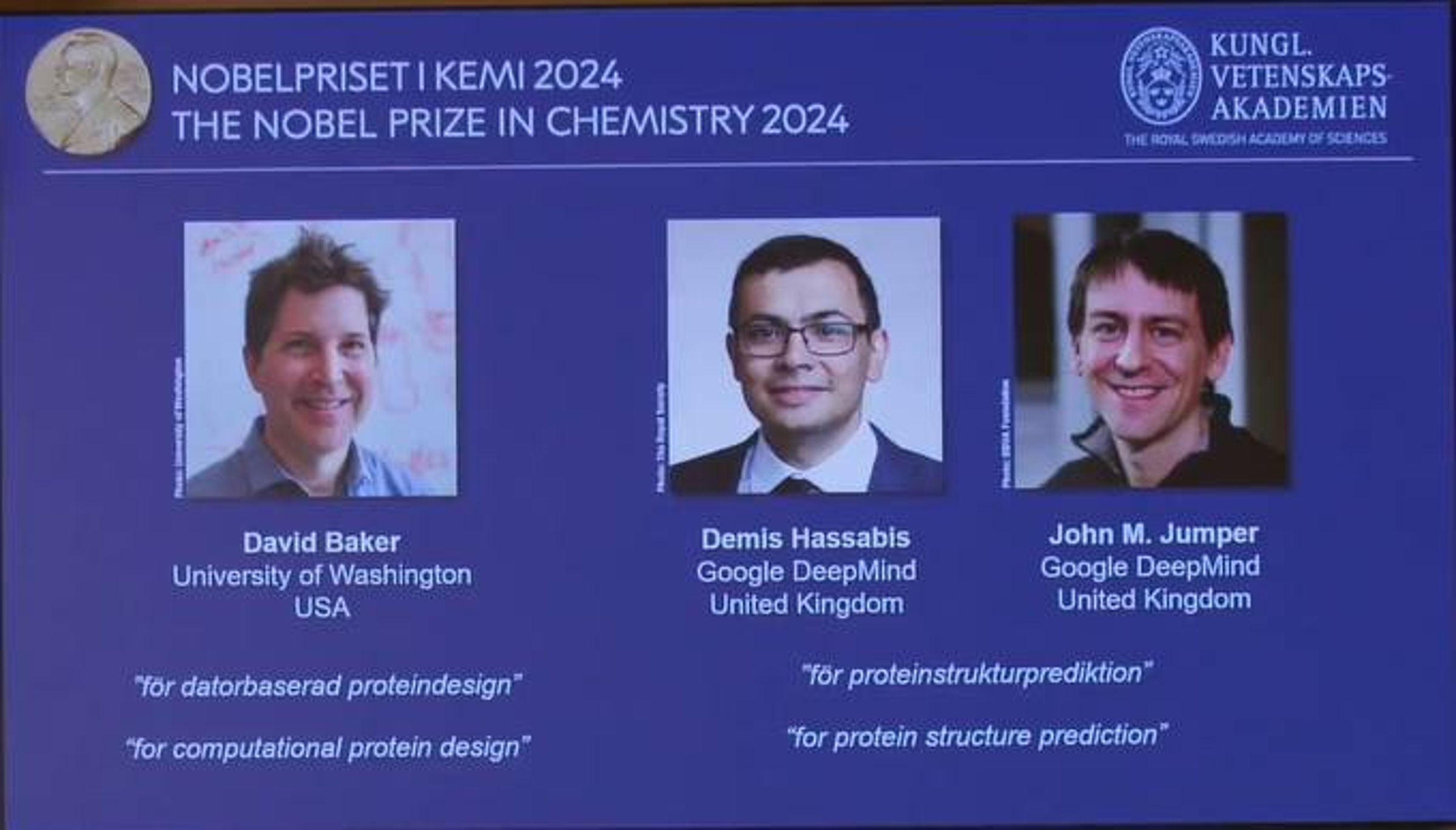 諾貝爾化學獎出爐。(翻攝Nobel Prize直播)