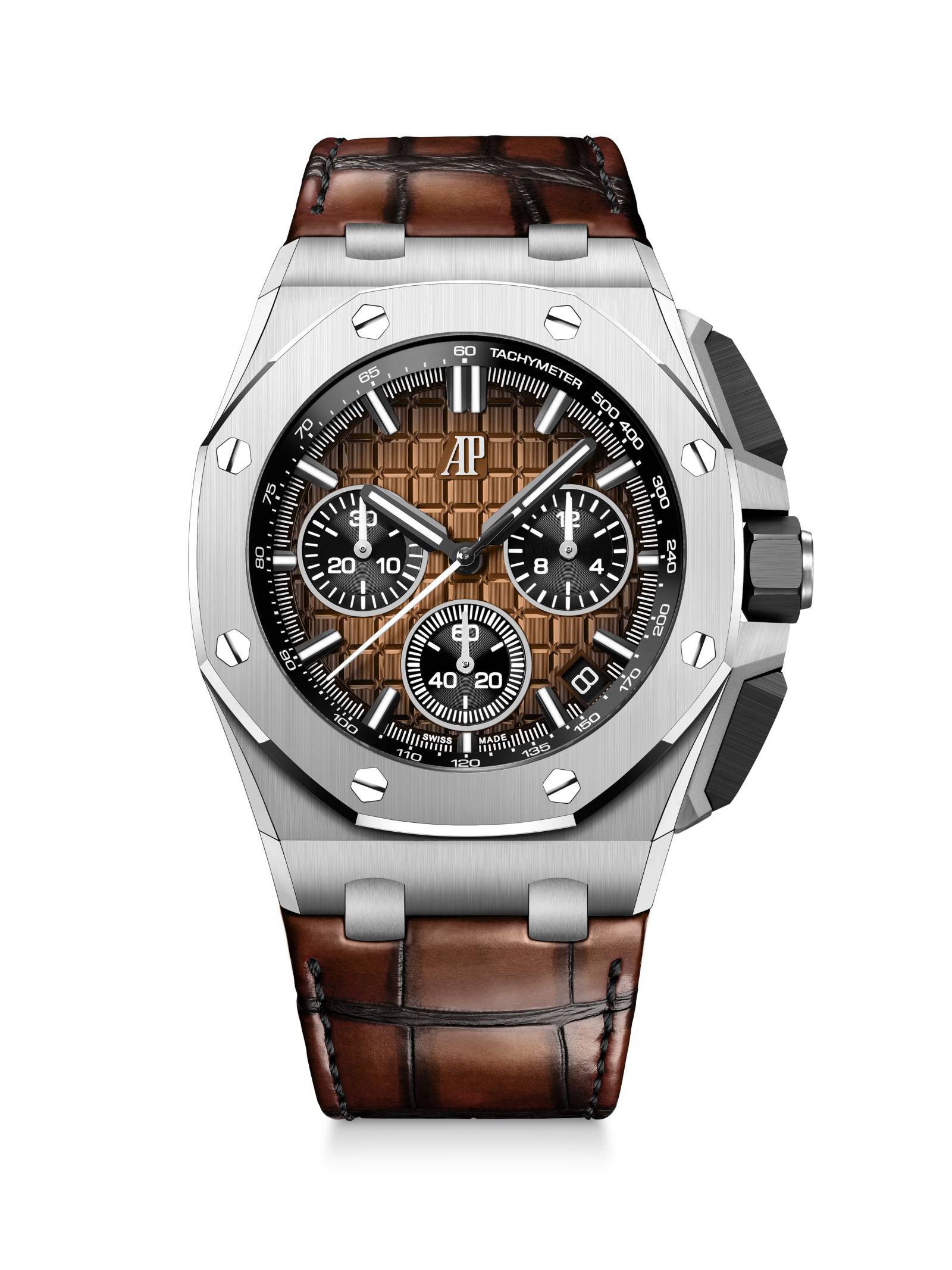 Royal Oak Offshore Flyback Chronograph｜不鏽鋼材質／錶徑43mm／時、分、小秒、日期指示；飛返計時碼錶功能／4401⾃動上鍊機芯／動力儲存約70小時／防水100米／定價：NT$1,344,000