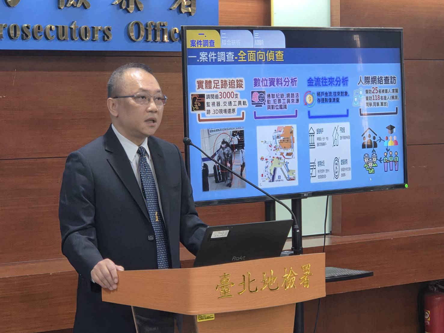 台北市刑大隊長盧俊宏說明變裝犯案過程。
