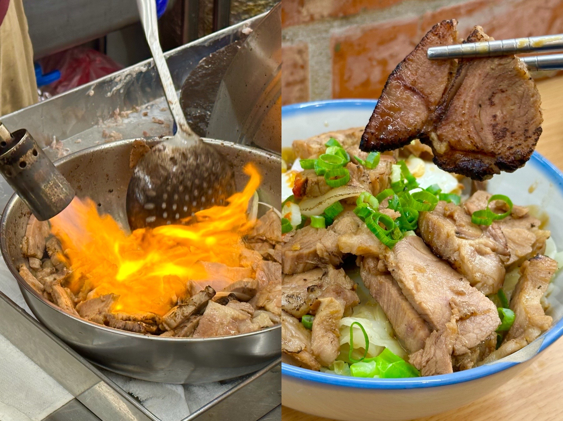 「火旺骨仔肉」用大火槍炙燒骨仔肉，增添香氣的做法，在北部相當少見。