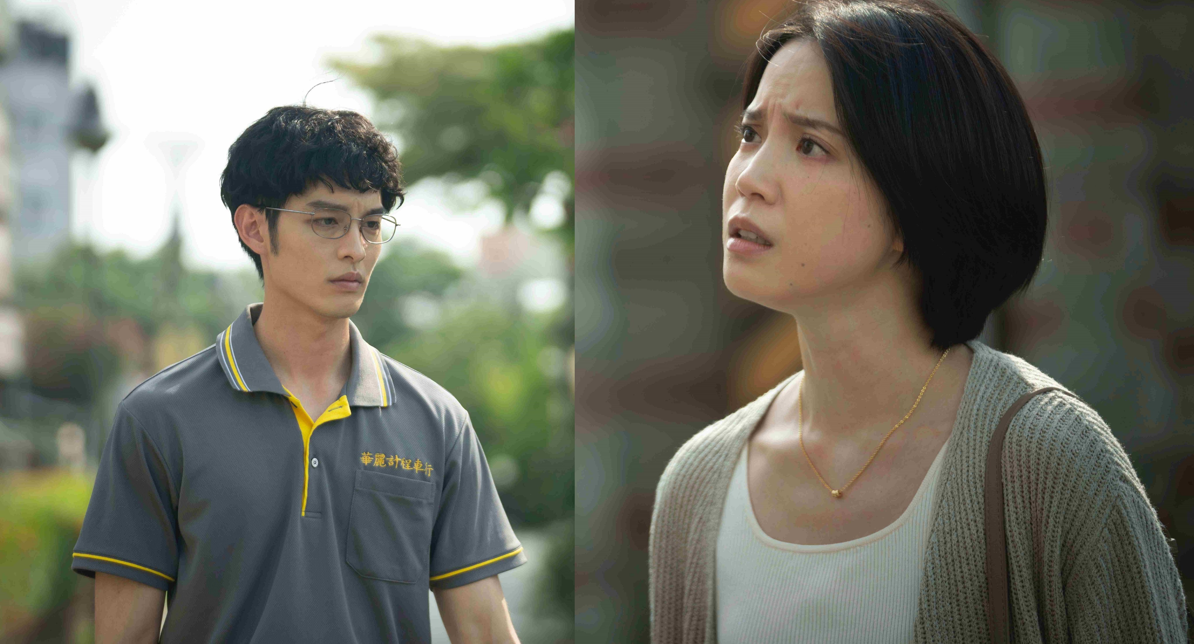 曹佑寧（上圖）遭程予希（下圖）飆罵，背後阿里山火車需同時入鏡，引起乘客好奇觀看。（LINE TV提供）