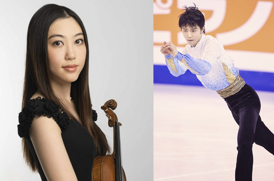 羽生結弦（右）閃離挨批「算什麼男人」，外婆透露他精神遭受重創，連飯都吃不下去。前妻疑是小提琴家末延麻裕子（左）。（翻攝網路）