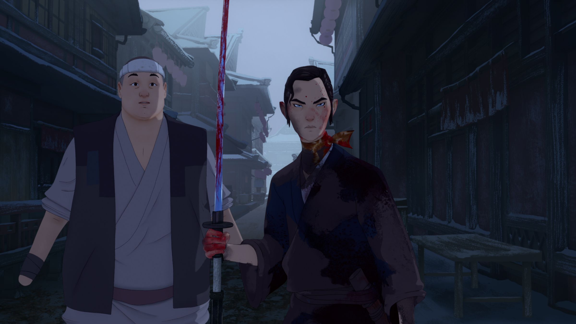 動畫影集《藍眼武士》以日本江戶時代為背景。（Netflix提供）
