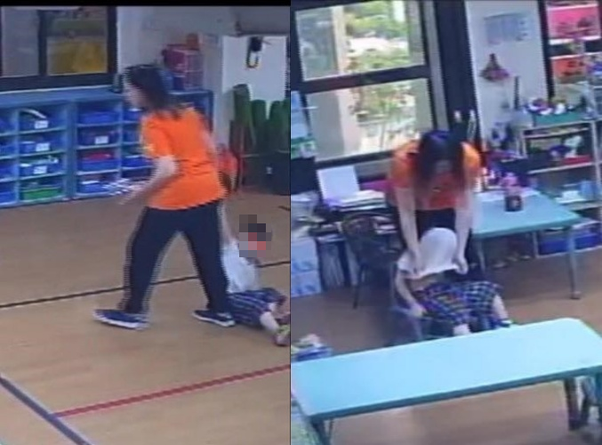 幼童竟遭幼兒園無證員工蓋布袋、拖行，畫面曝光令家長淚崩：「孩子變得怕上學。」（翻攝自李雅慧臉書）