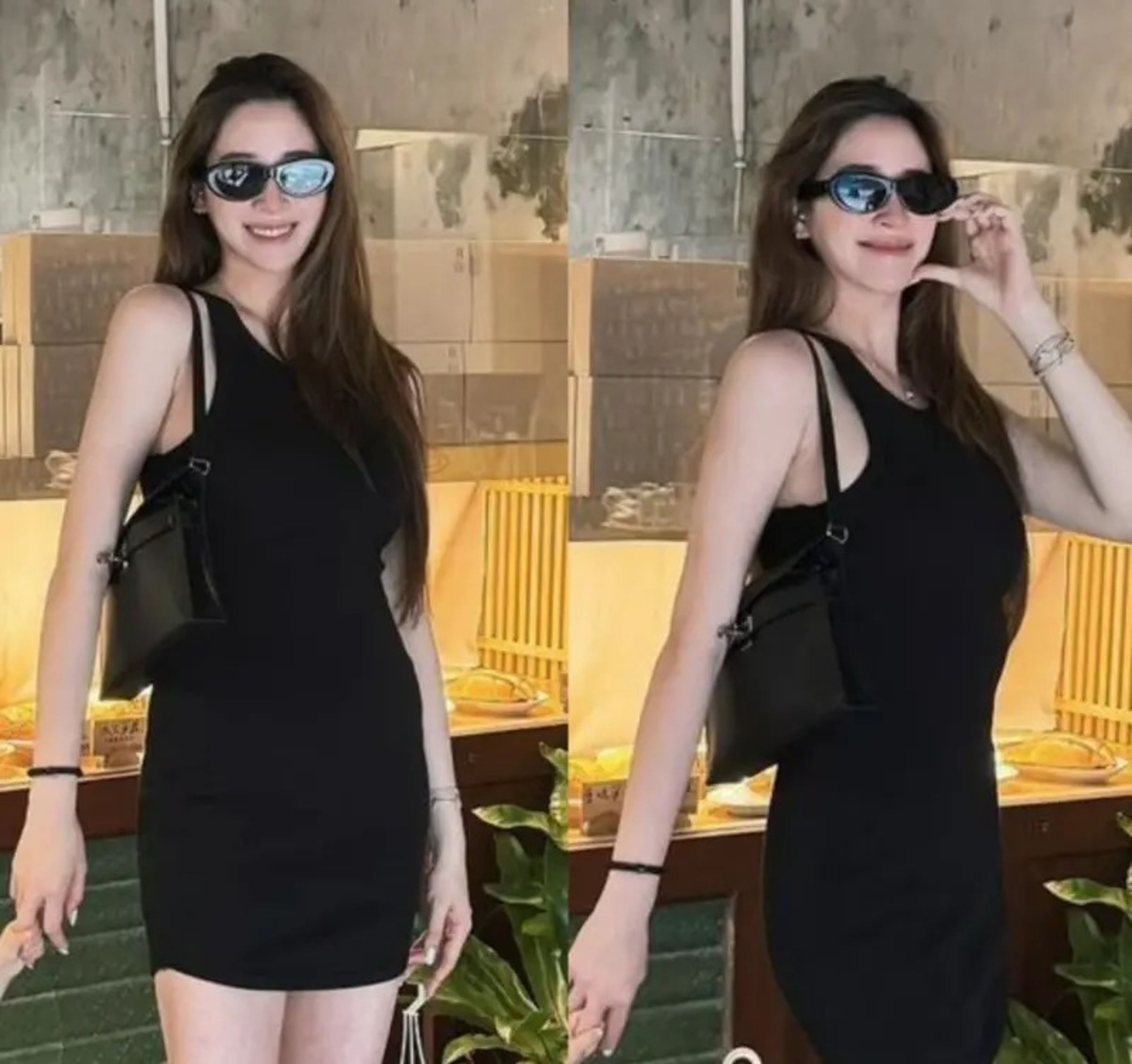星二代歐陽妮妮曬出正面與側面的照片,似乎在反擊被爆帶球嫁疑雲。(翻攝自歐陽妮妮IG)