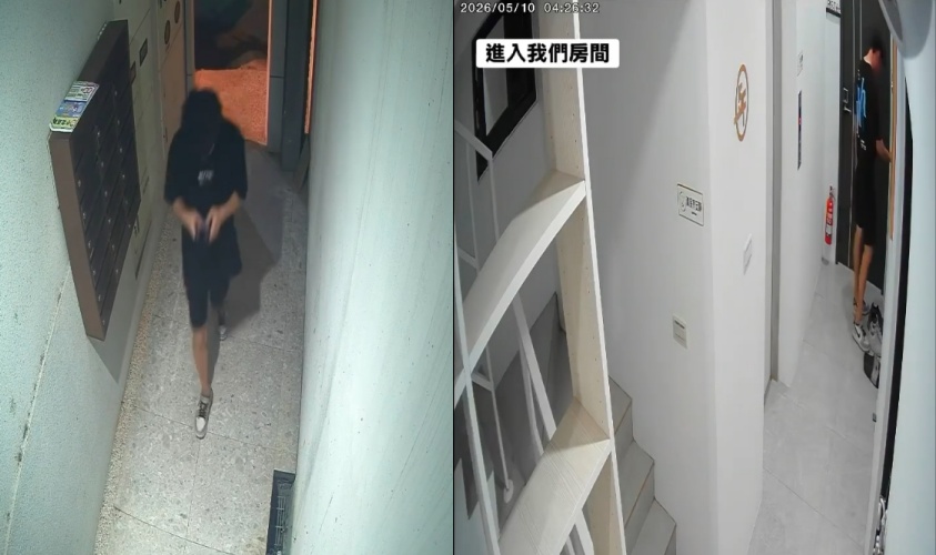 台中市北屯區一處出租套房日前發生非法入侵事件，監視器拍下楊姓男子疑似熟知密碼，於凌晨時分大搖大擺進入他人住處。（翻攝自threads/vvvwvv0000）