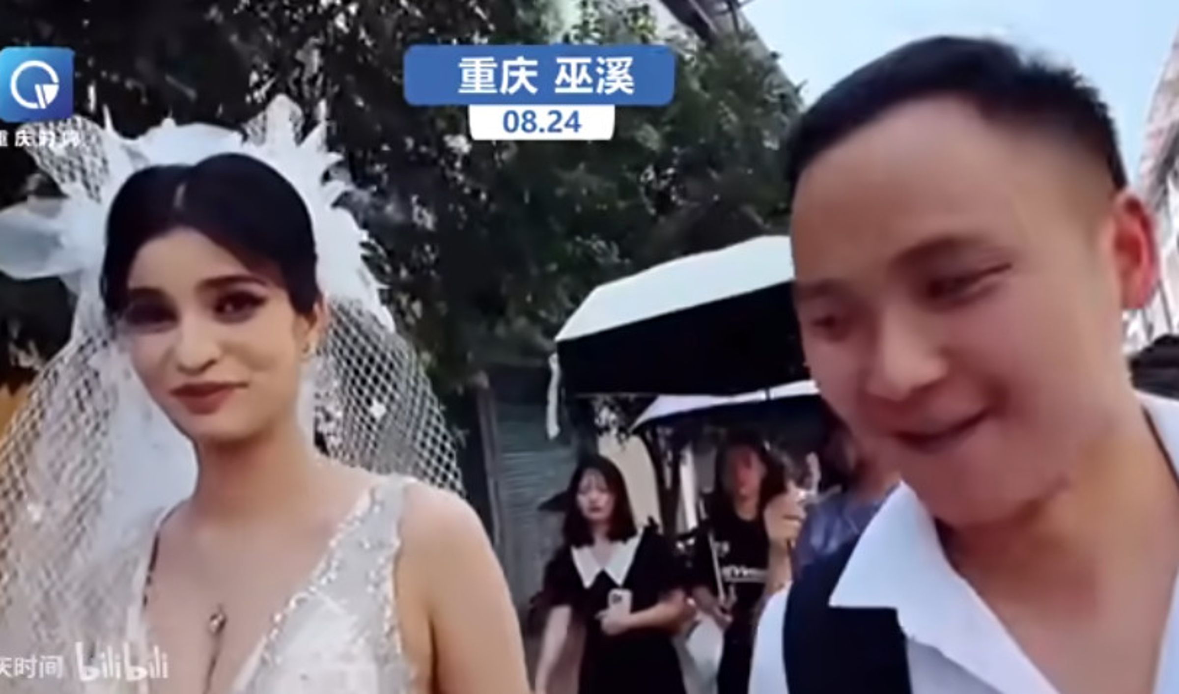 中國男子與斐濟的妻子特地飛回重慶舉辦婚禮。(翻攝bilibili)
