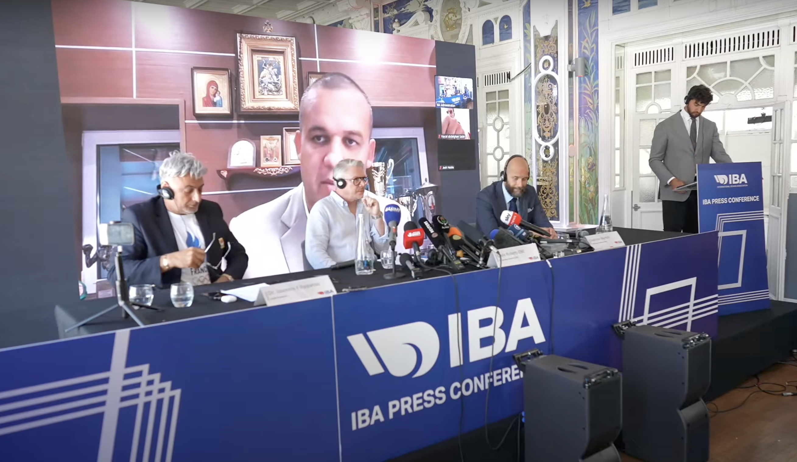 國際拳擊總會今召開記者會。（翻攝IBA Boxing YouTube頻道）