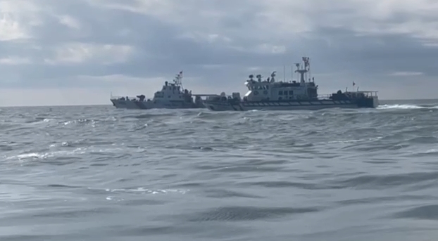 中國海警船7月首次編隊侵擾金門水域。（海巡署提供）