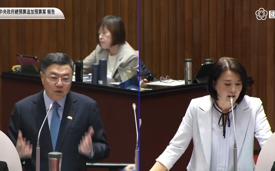 王鴻薇在剛上質詢台不久，就追問內閣改組幅度。（翻攝自YouTube@國會頻道）