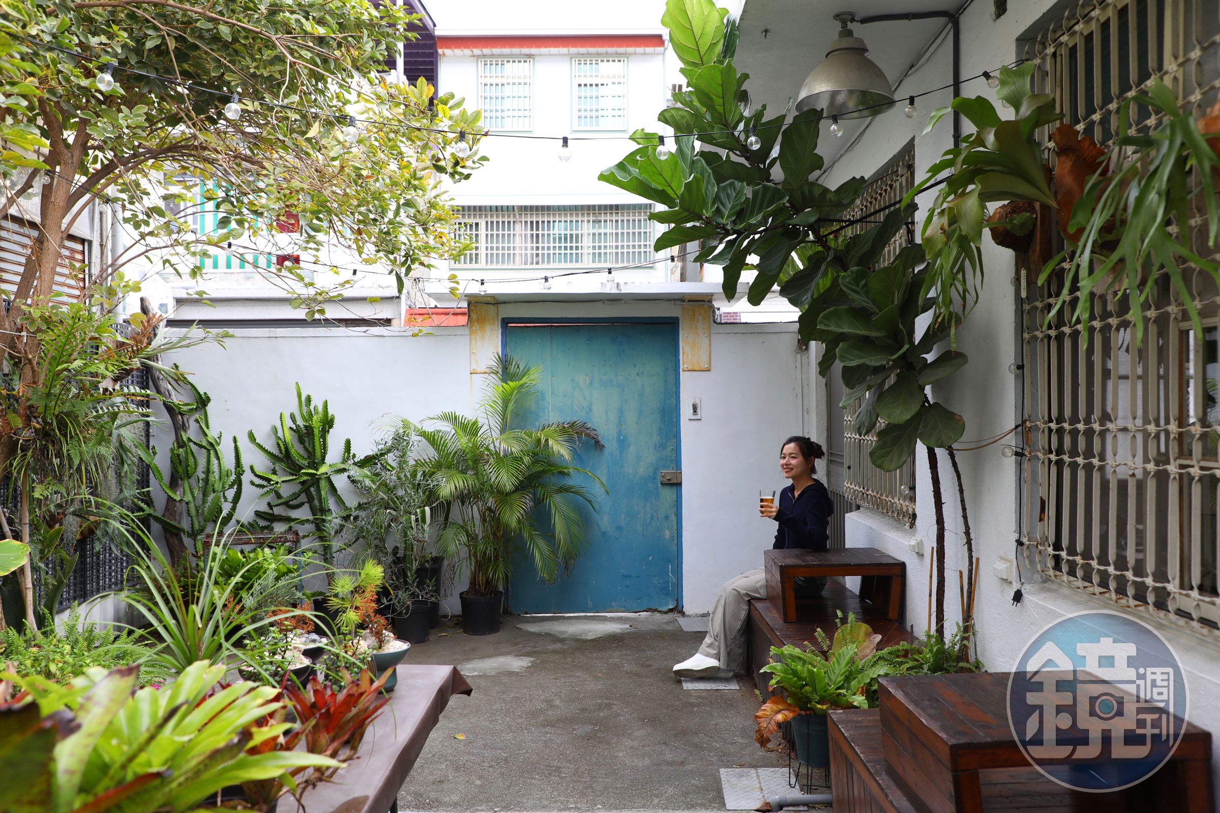 除了前院的用餐空間，草民後面還有一座小小植物園。