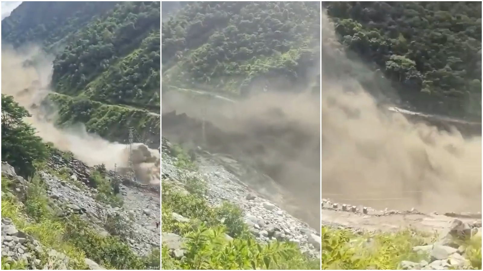 尼泊爾與中國西藏邊境昨日爆發嚴重山洪與土石流災害,已釀多人死傷。(翻攝自X@whyyoutouzhele)