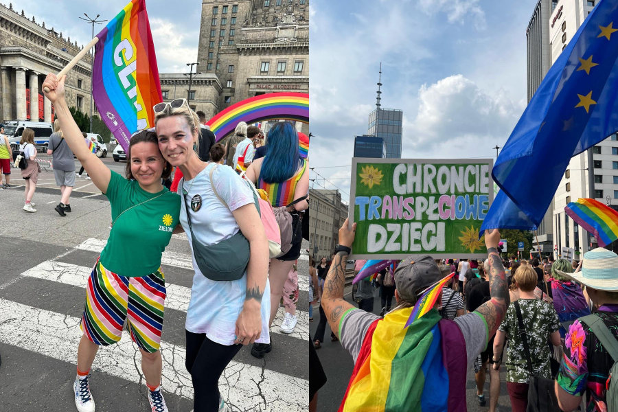 德國11月1日將生效一項性別自我認同法案，跨性別議員斯拉維克（左圖右）表示這是歷史性的改革。（翻攝自Nyke Slawik X）