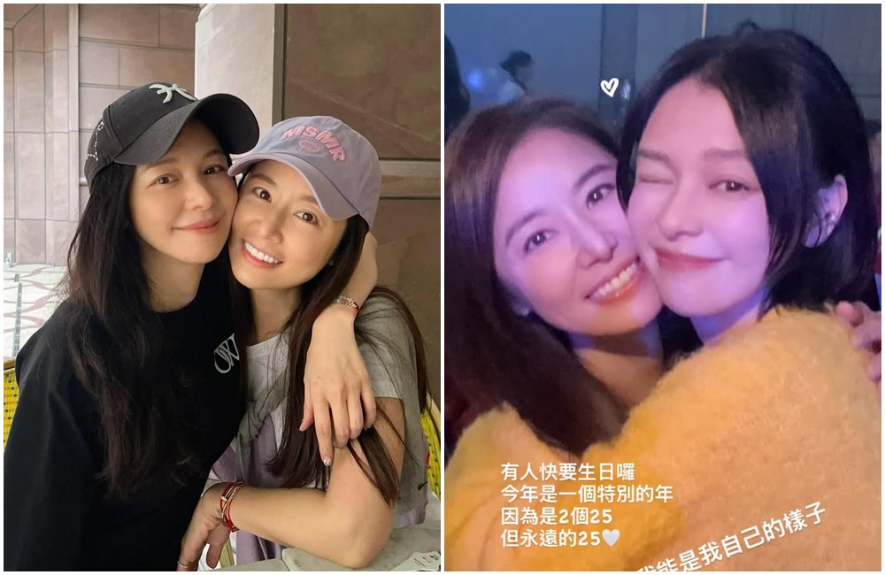 林心如將過50歲生日，徐若瑄曬出貼臉照，提前幫好姐妹慶生。（翻攝loveruby_official IG、vivianhsu.ironv IG）