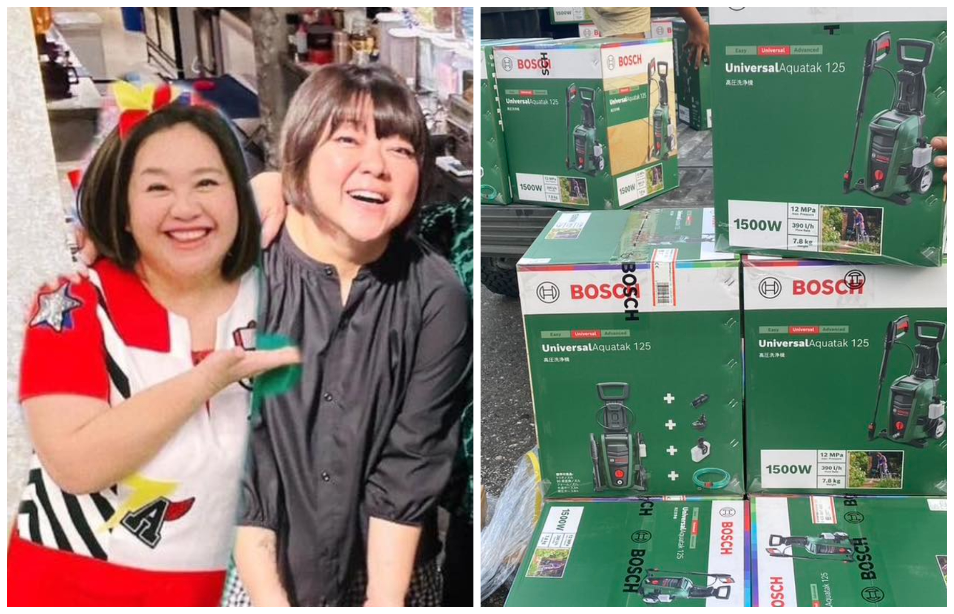 鍾欣凌和杜詩梅組「水槍超人」，助花蓮災後重建。（翻攝杜詩梅、鍾欣凌臉書）