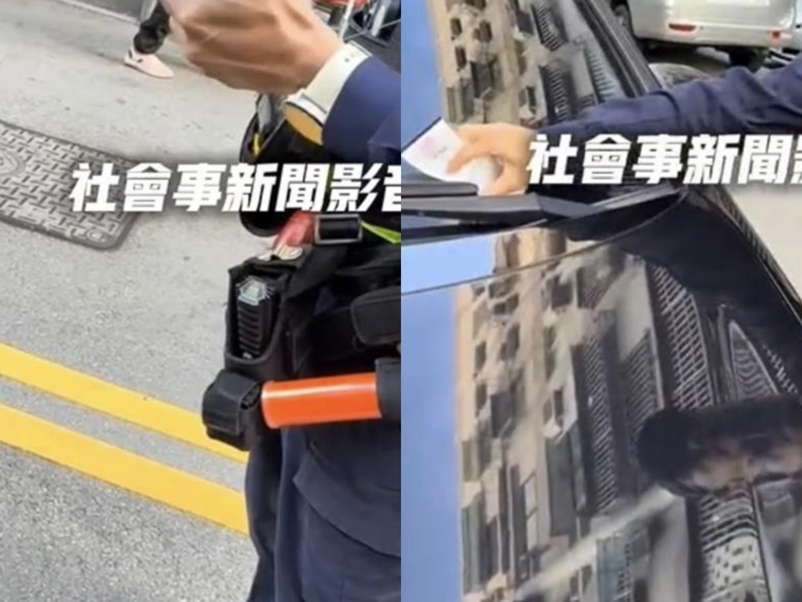 台中一名男子檢舉鄰居擋路，自己車子也被開單，他質疑警方不近人情，將過程PO網引發熱議。（翻攝自「社會事新聞影音」）