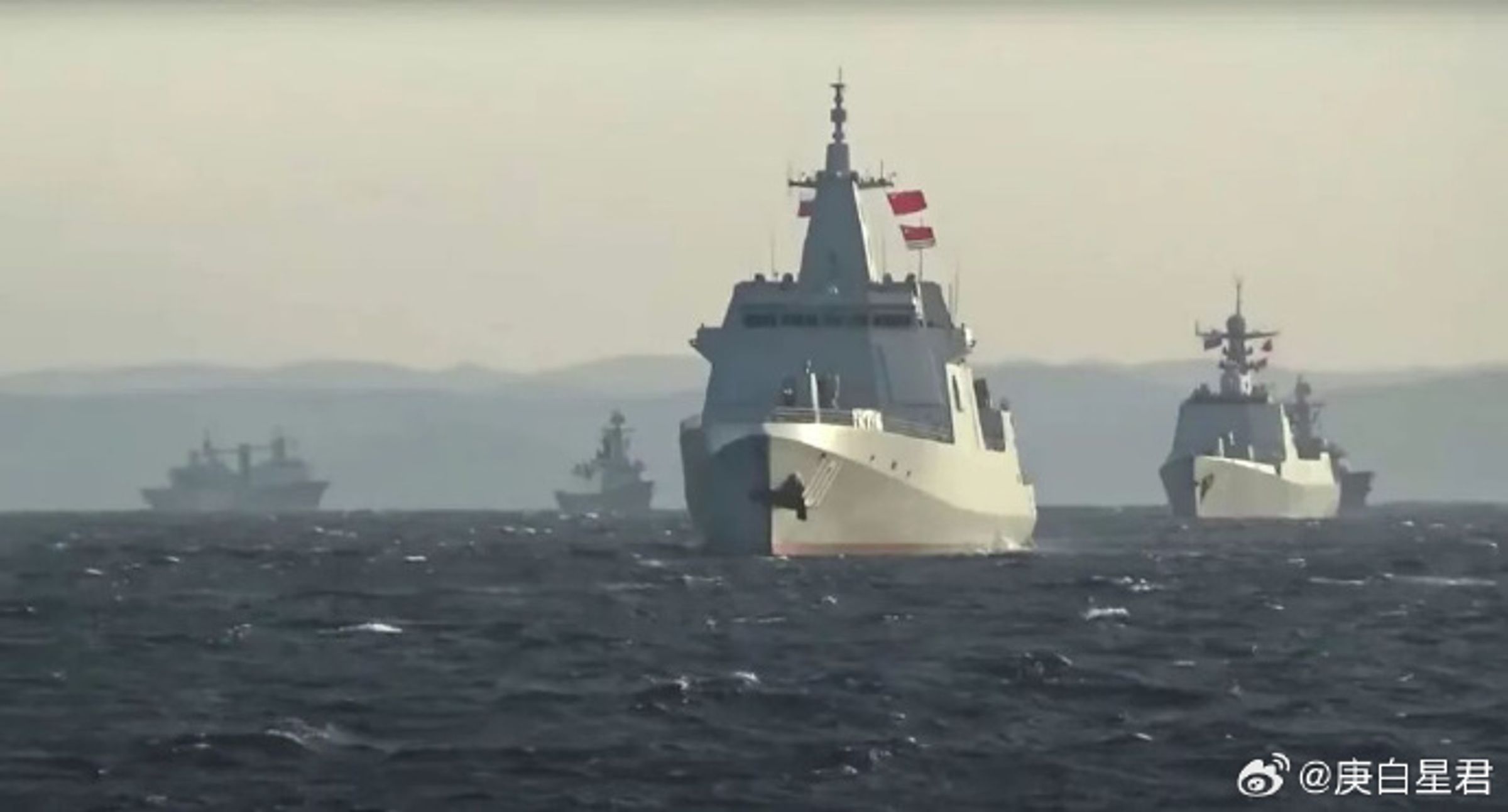 中日關係緊張,中國宣布自今起將在黃海南部,進行為期8天的軍事演練。(翻攝自微博@庚白星君 )