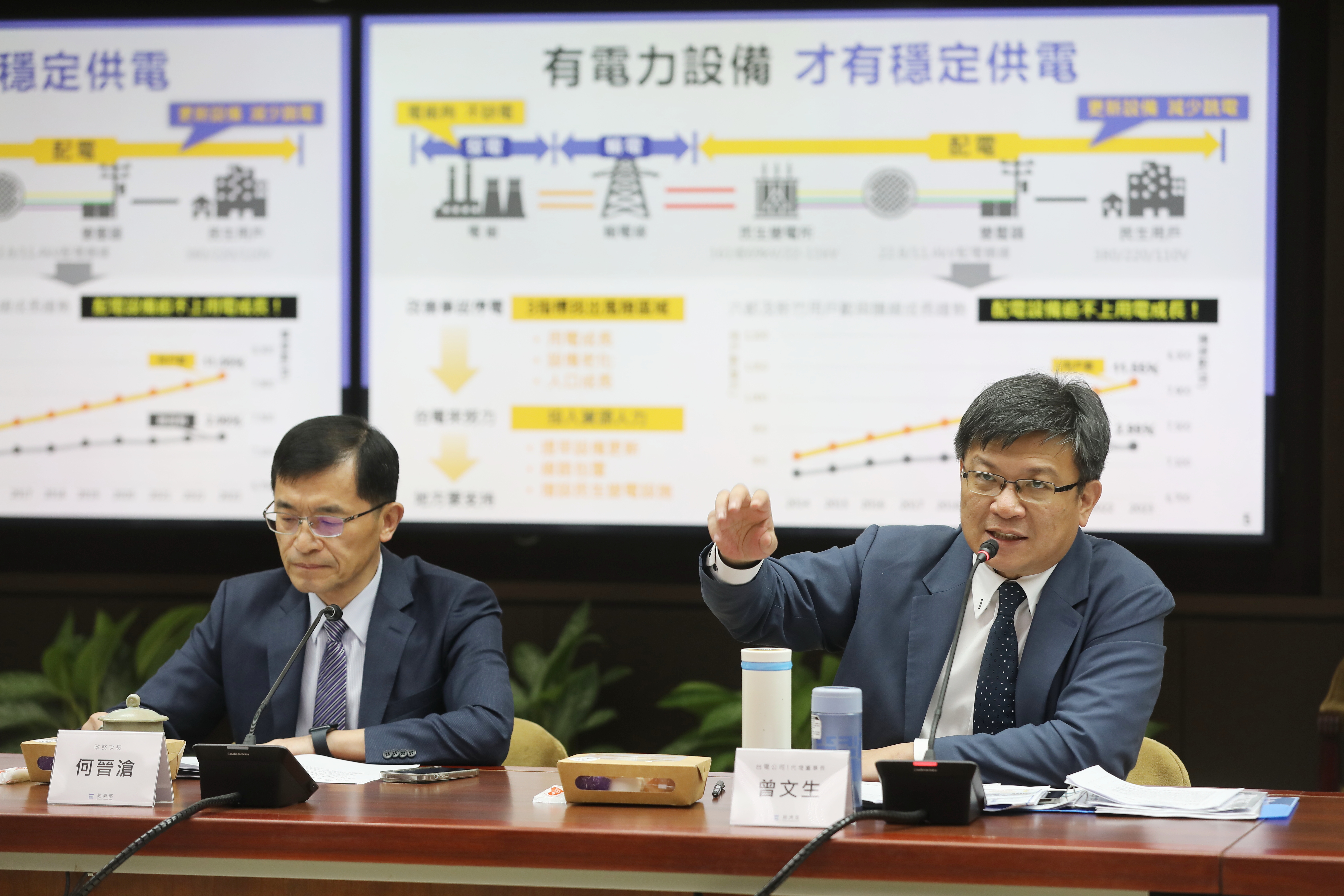 台灣的電價長期比GDP或國民所得比台灣低的菲律賓、泰國，甚至一些非洲國家還要低，這樣的現象其實不太合理。右為台電董事長曾文生