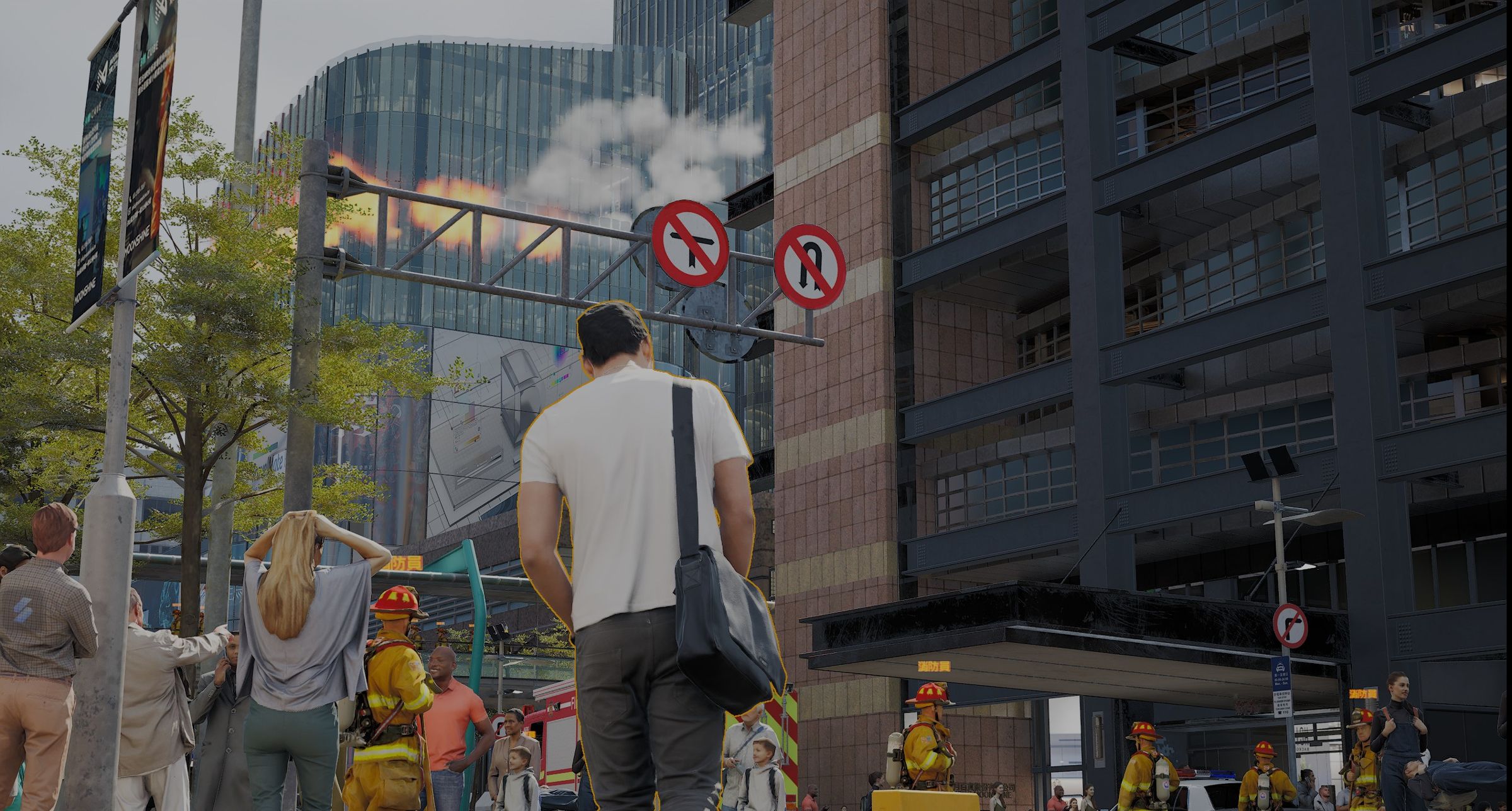 台灣特效團隊製作《96分鐘》信義商圈的虛擬美術建置圖。(華影國際提供)