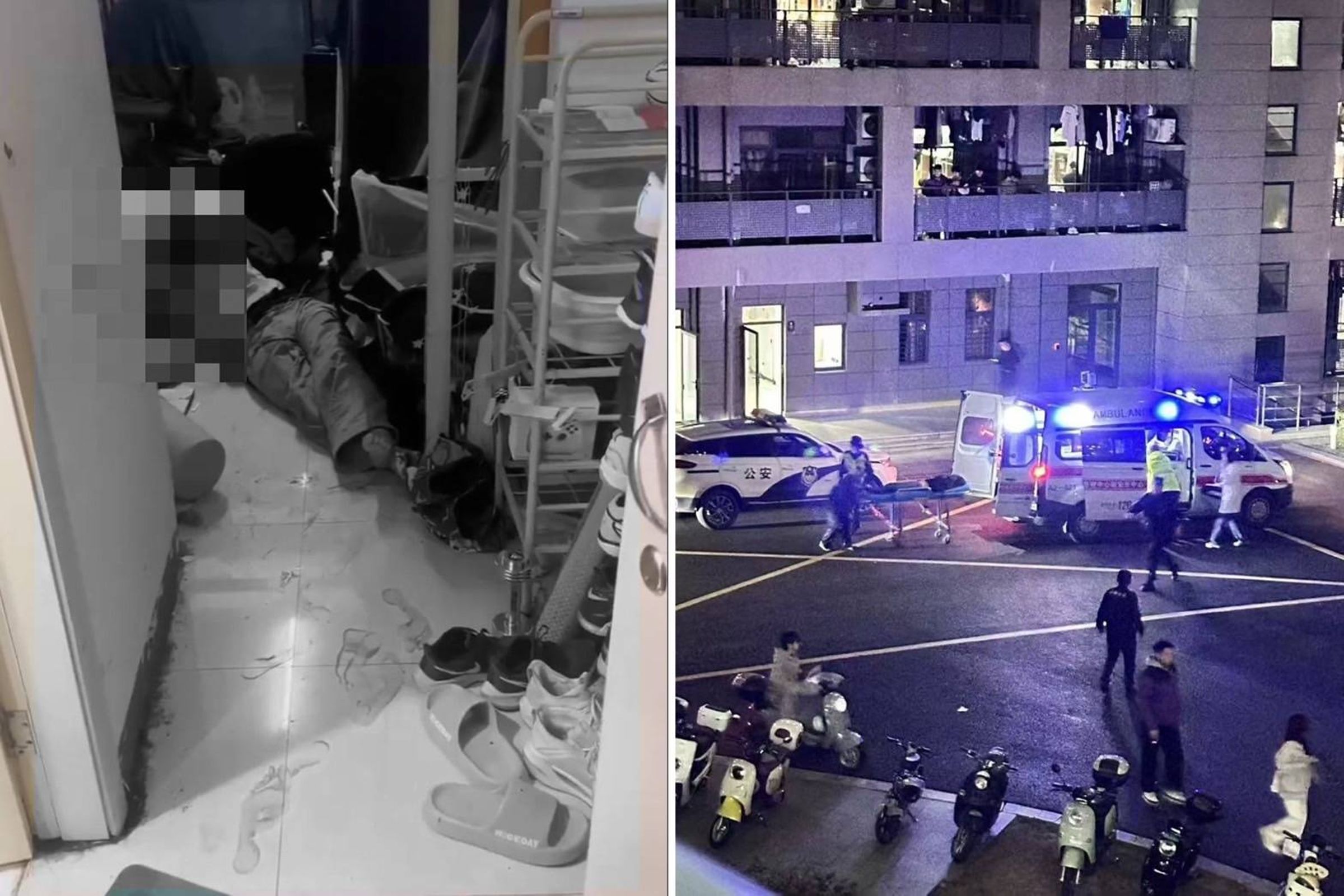 中國大學宿舍爆砍人事件。(翻攝自李老師不是你老師「X」)