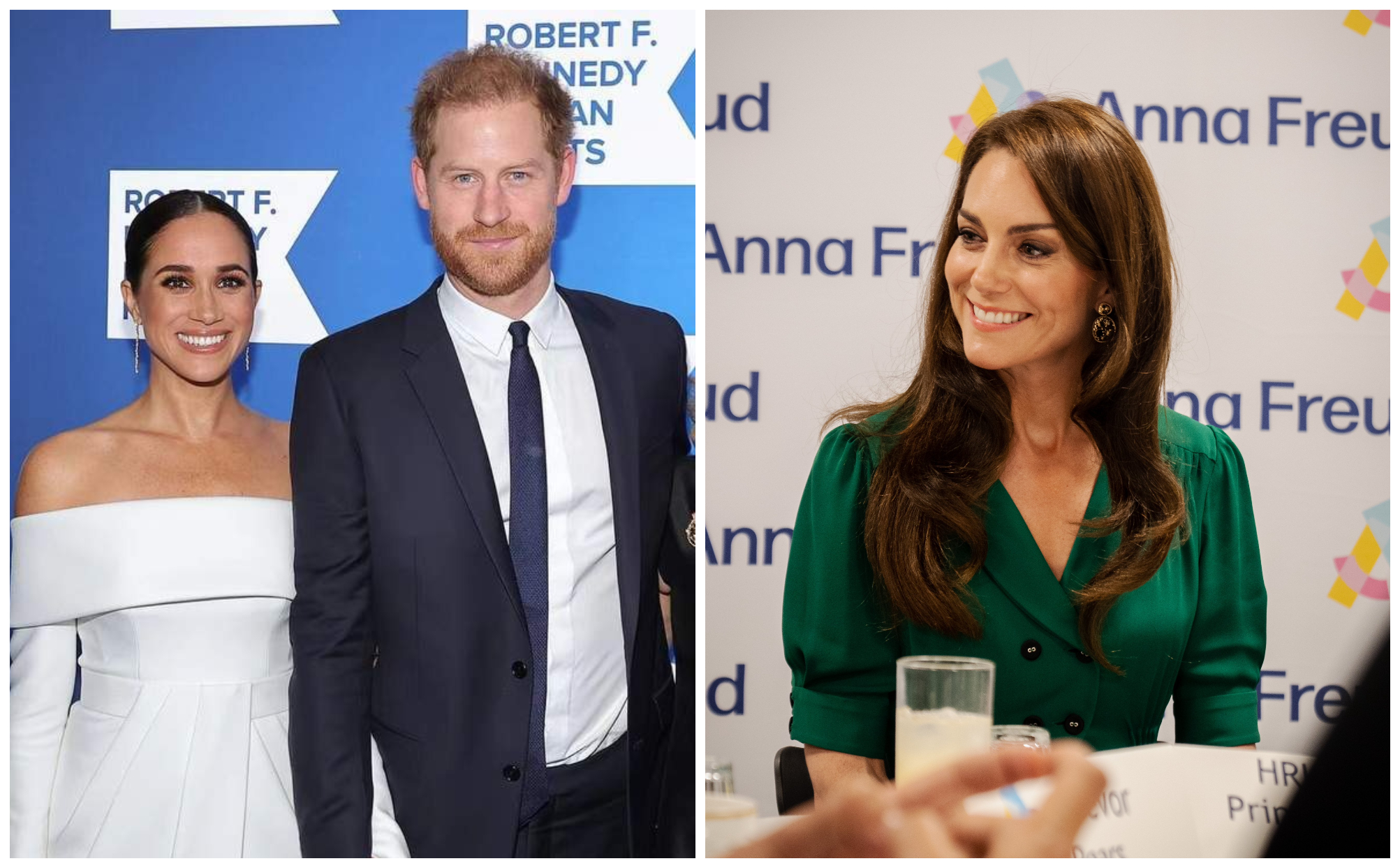 凱特王妃（右圖）開刀住院，哈利王子與梅根（左圖）隔海慰問。（翻攝X@KensingtonRoyal、princeharryofengland IG）