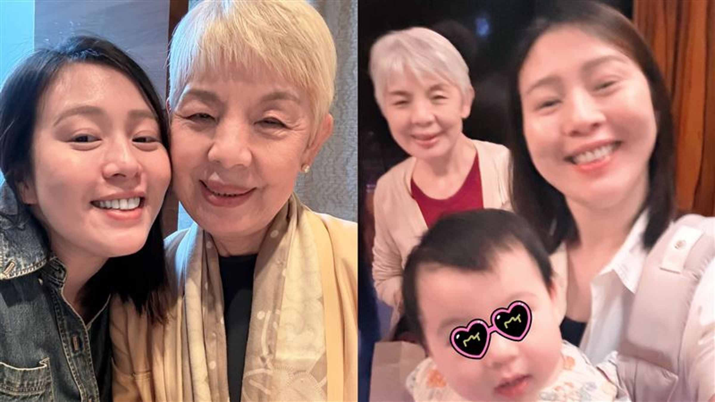 劉品言透過社群分享與媽媽、女兒的溫馨合照，坦言有了孩子後，常常忘記與媽媽約好的事情。（翻攝自劉品言臉書）