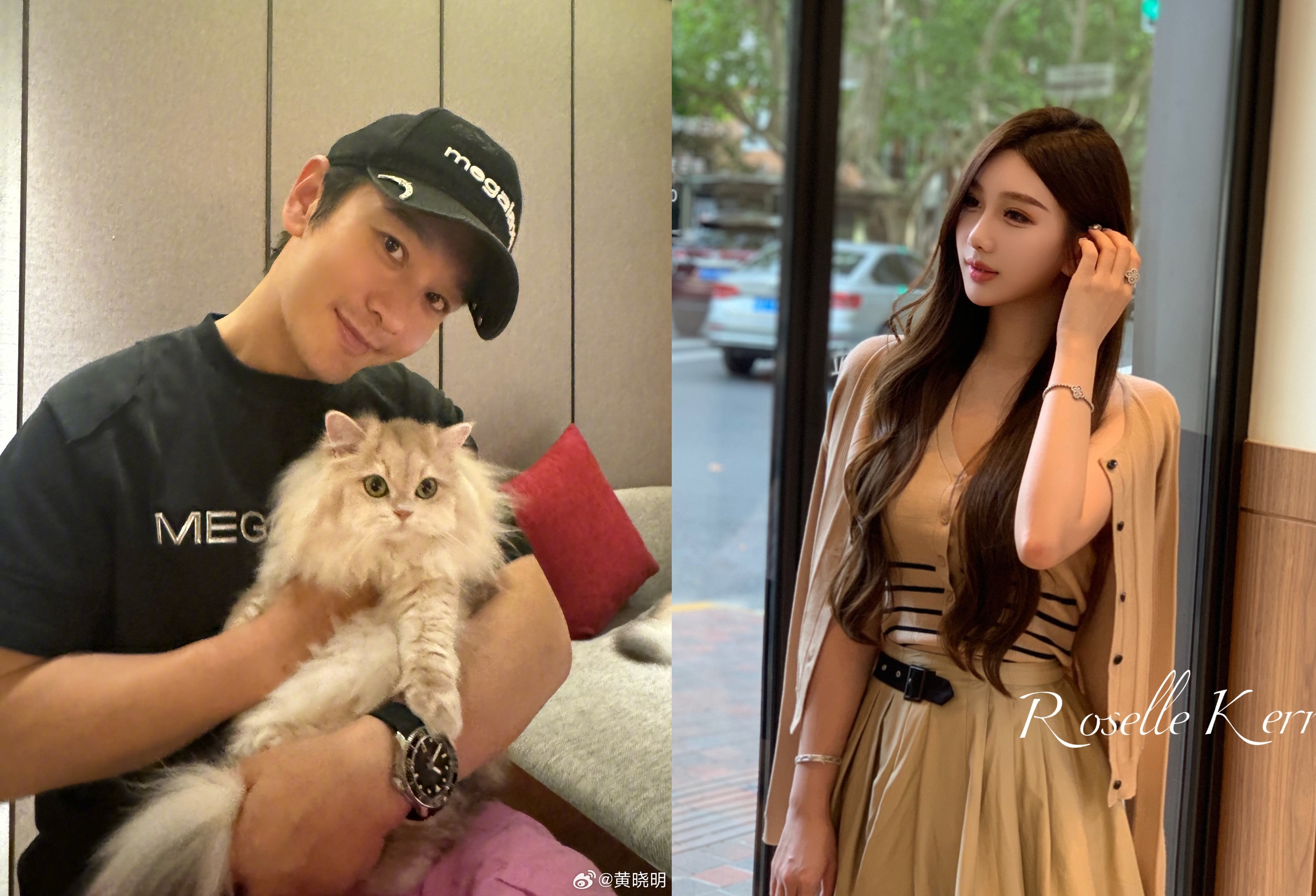 黃曉明離婚不久後就傳與葉珂交往，2年多後爆出已婚已孕。（翻攝自黃曉明、葉珂微博）