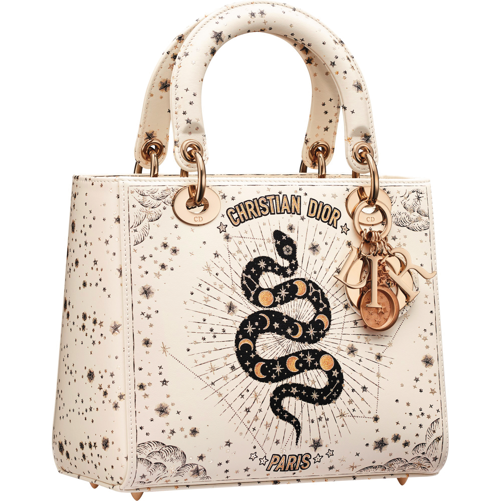 Lady DIOR Astral蛇形刺繡中型包款。NT$215,000(迪奧提供)