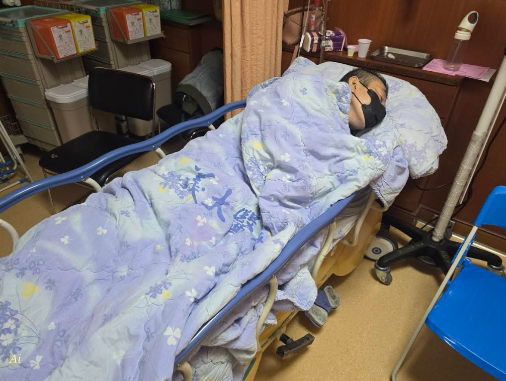 涉貪前警政監林明佐保外就醫不到8小時，病情惡化進入急診室。（家屬提供）