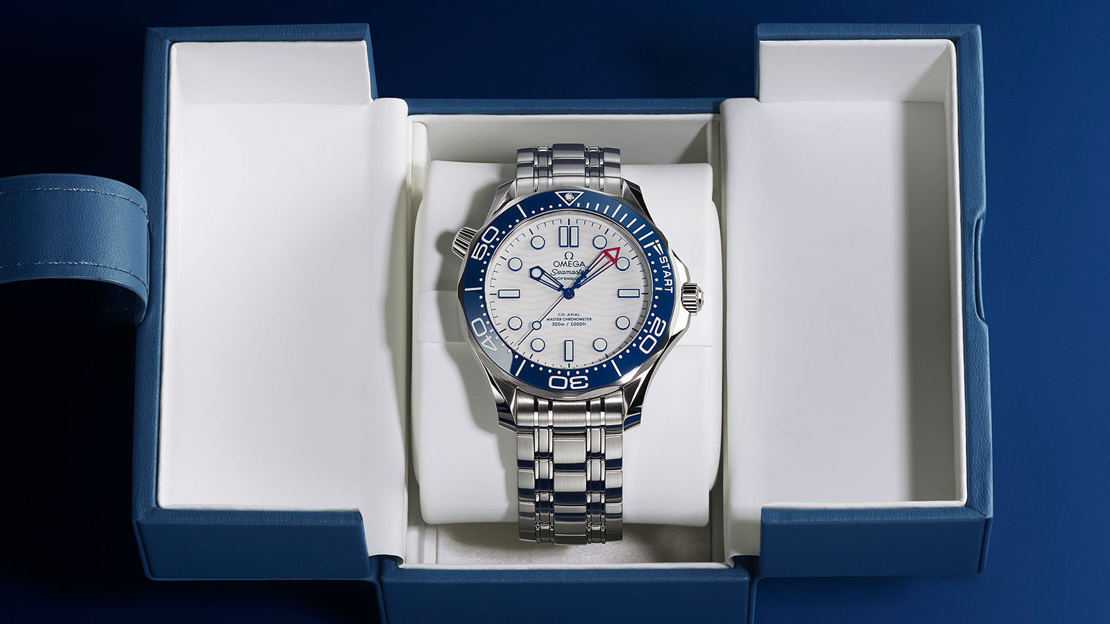 擔任第37屆美洲盃帆船賽官方指定計時的OMEGA，為了本屆賽事特別推出的Seamaster Diver 300M特別版，有鍊帶和橡膠錶帶兩個版本，並且配備專屬錶盒。