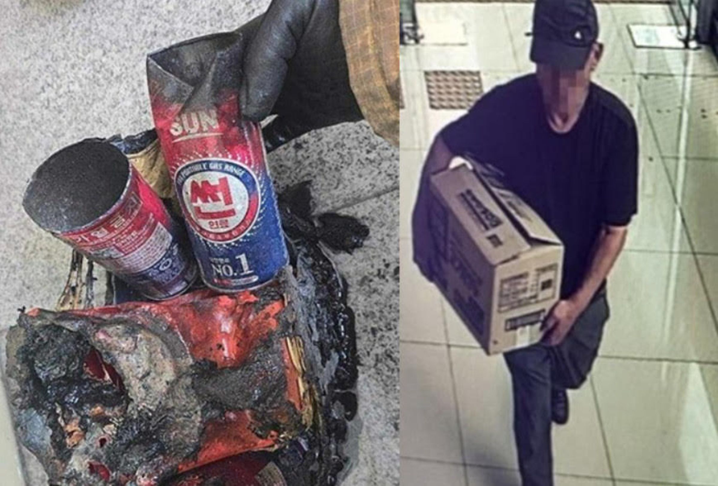 南韓一名金姓老翁因不滿假牙手術失敗,竟自製炸彈丟牙醫診所引爆。(翻攝X@Mong2Father、@choeyunja632781)
