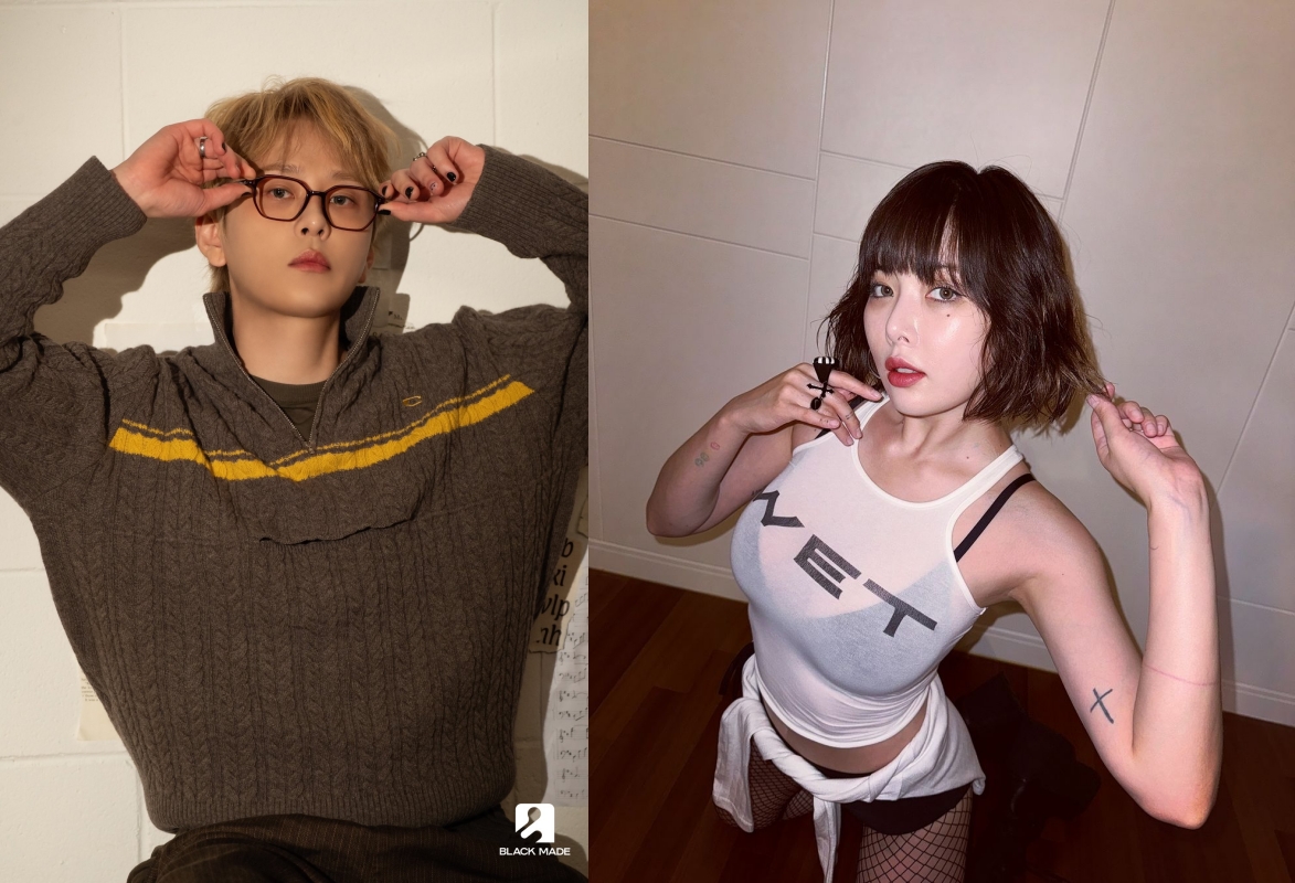 龍俊亨與泫雅認愛7個月後，傳今年10月11日要結婚啦。（左翻攝BLACK MADE X，右翻攝泫雅INS）