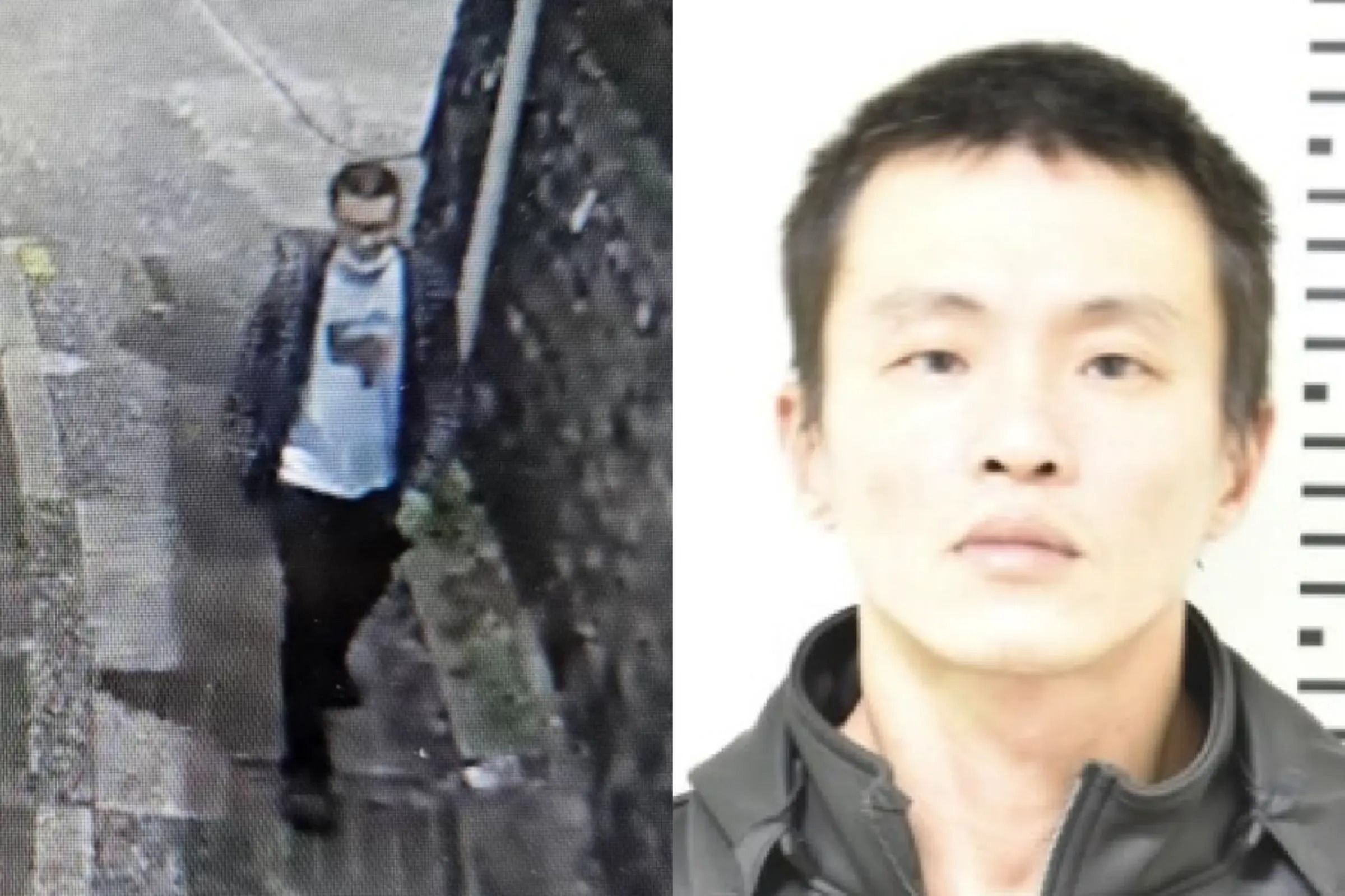 殺人未遂犯逃進台北市了!搭首都客運1579在松山區下車。(左為翻攝畫面、右圖刑事局提供)