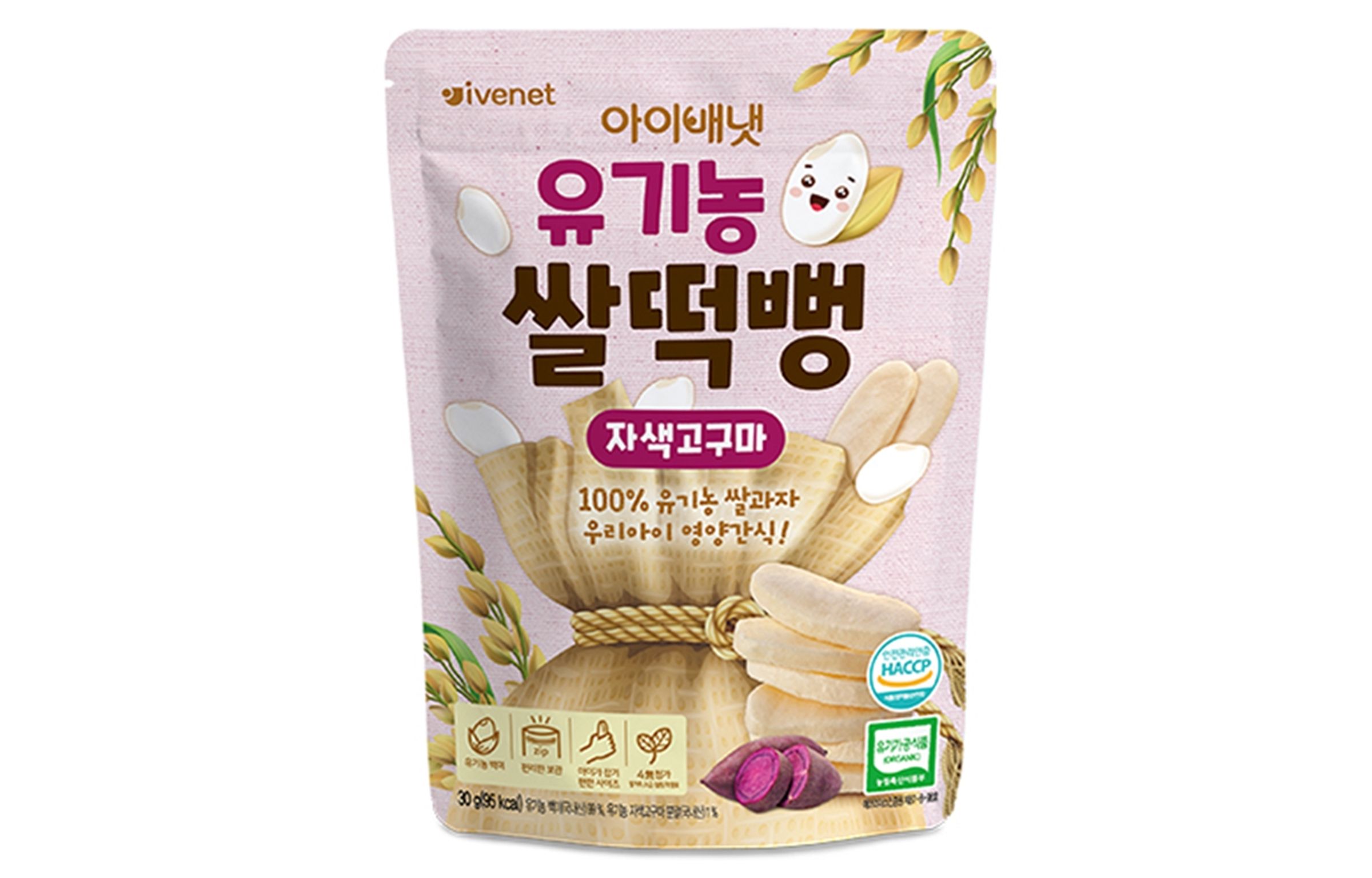 自南韓輸入的「IVENET艾唯倪」甜薯口味大米餅，被驗出重金屬鎘含量超標。（翻攝自ivenet官網）