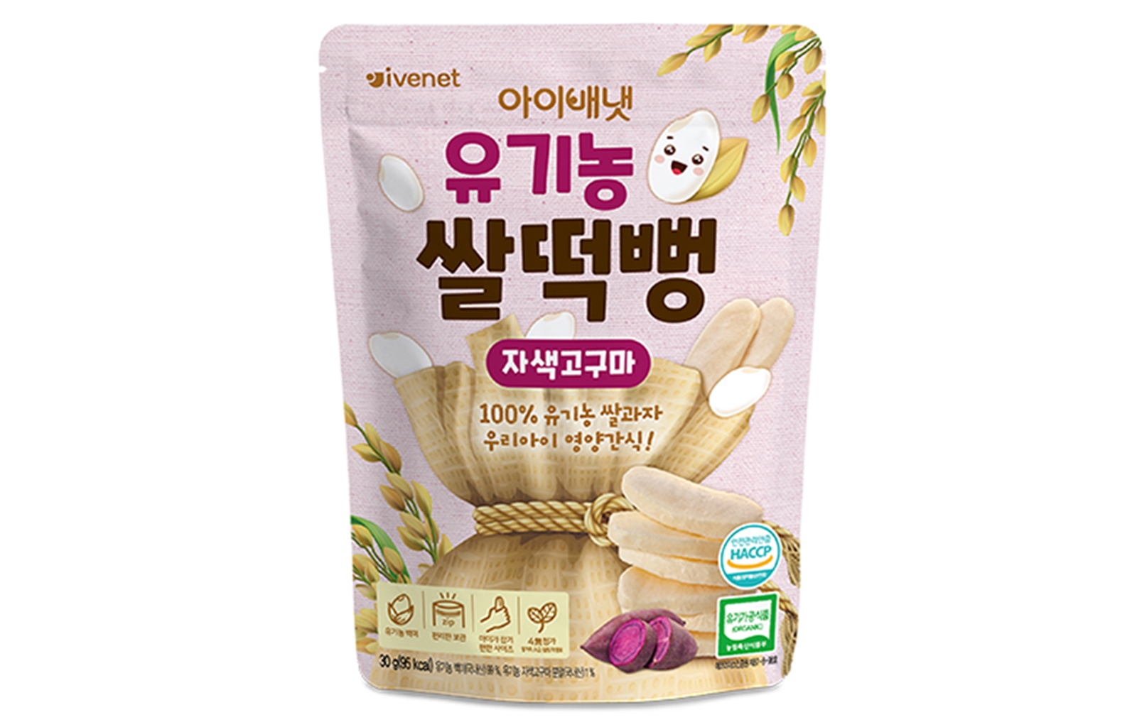 自南韓輸入的「IVENET艾唯倪」甜薯口味大米餅，被驗出重金屬鎘含量超標。（翻攝自ivenet官網）