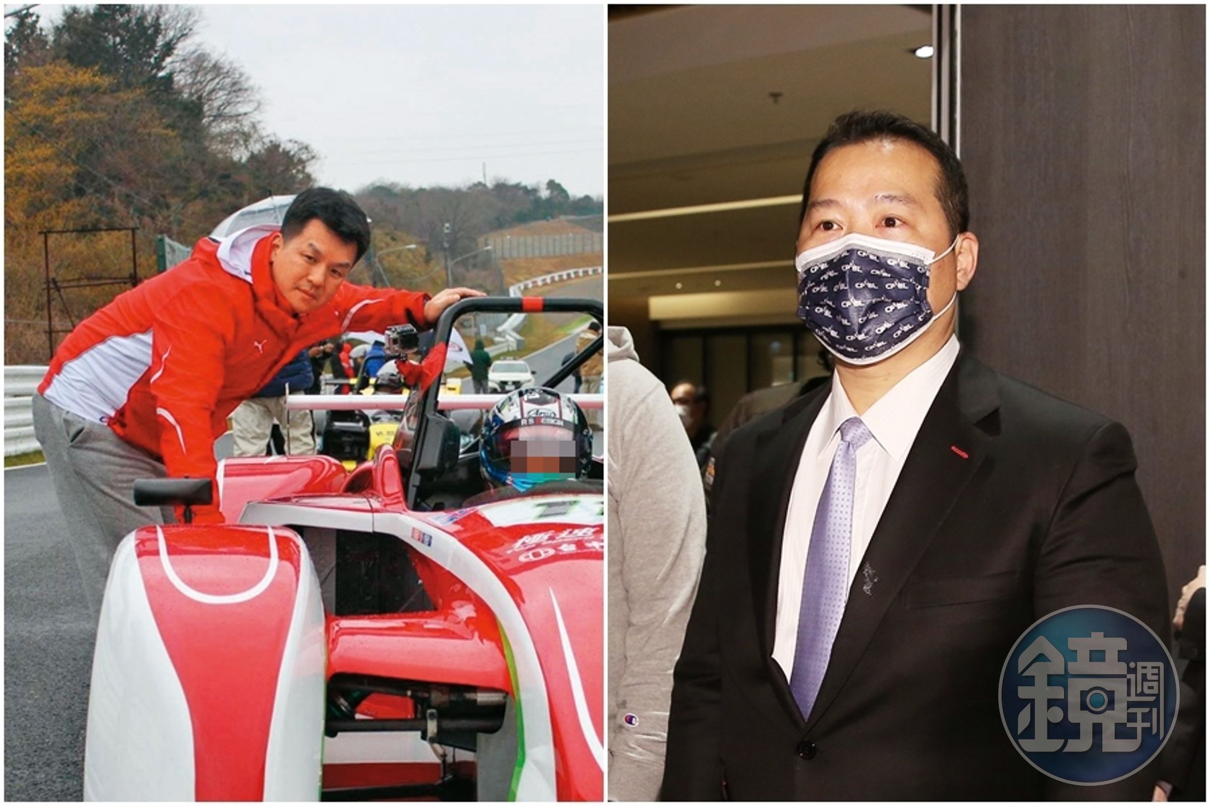 涉掏空台中銀10億,新北地院依違反銀行法將台中銀董事長王貴鋒(右圖)與超跑達人周哲男(左圖)聲押禁見。(左圖翻攝極速超跑競速臉書、右圖為本刊資料照)