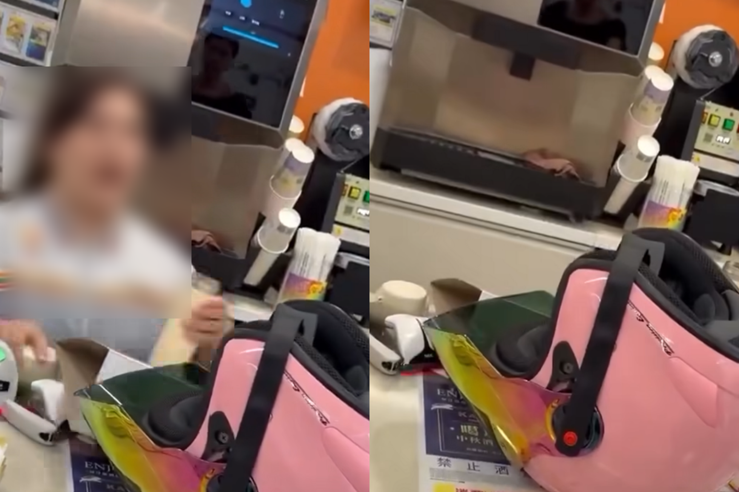 一名超商女店員與客人下跪求饒,掀起網路熱議。(翻攝臉書社團「爆料公社公開版」)