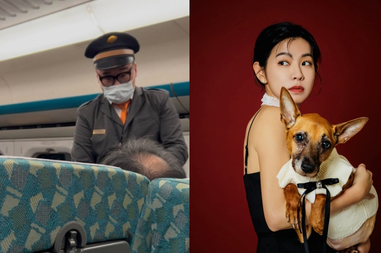 米可白（右）近日分享搭乘高鐵時的親身經歷，呼籲在公共空間中彼此尊重，引發網友討論。（翻攝自米可白臉書）