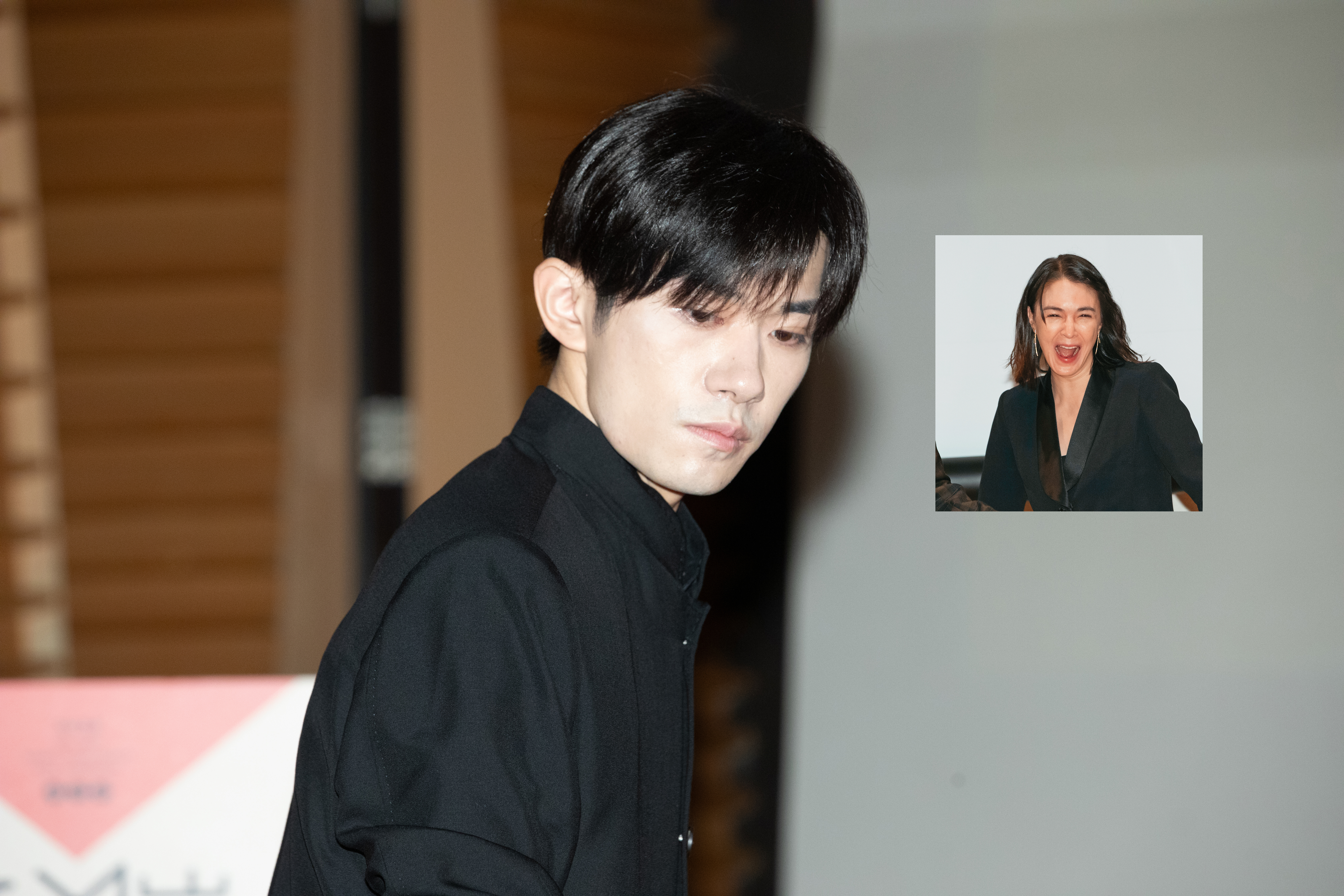 對比同場活動、渾身是戲的張榕容（小圖），易烊千璽看來略顯疲態，小編秀秀餒～