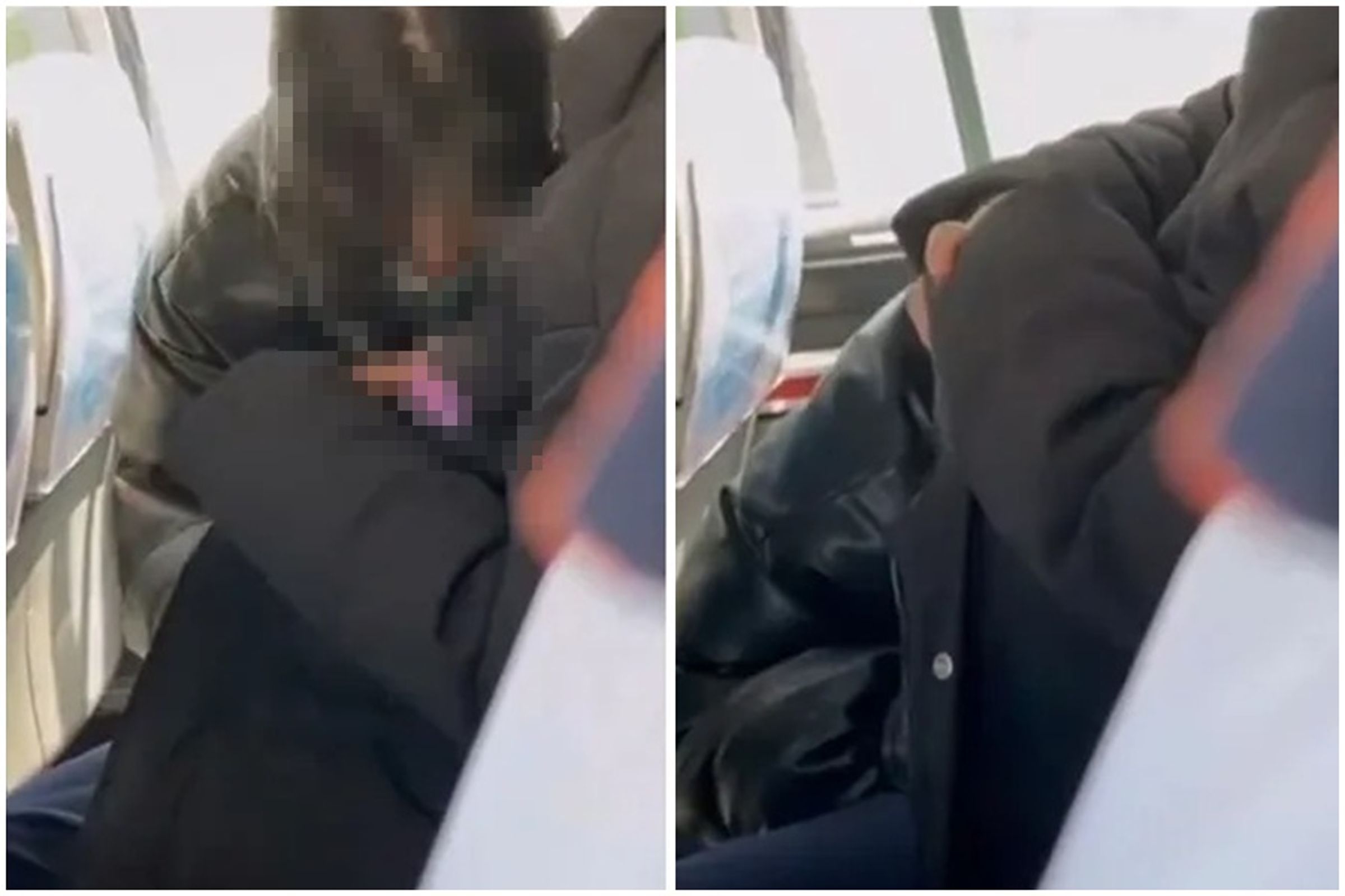 中國一對情侶在公車上演活春宮，還把地上弄髒遭網友痛批。（翻攝自X）