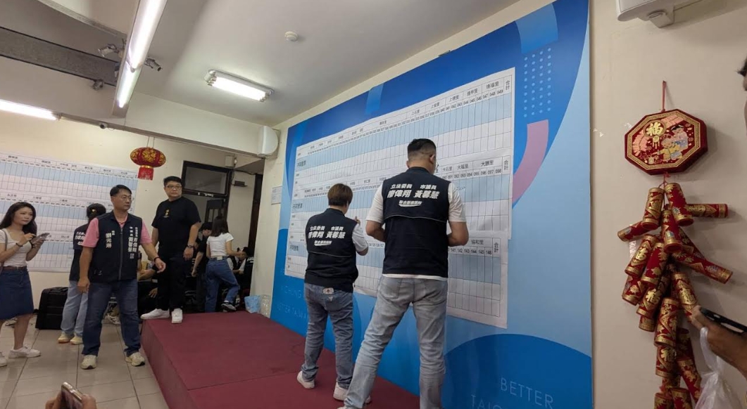 台中市黨部設置票數看板。