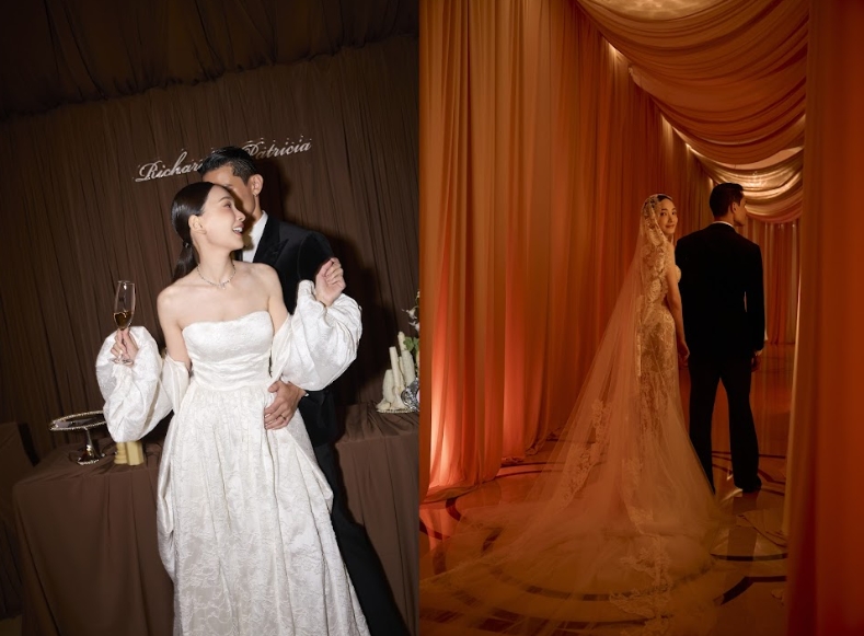 晚間主宴會廳以劇院布幕概念打造，賓客踏入現場宛若走進以新人為主角的電影。（自由試娛樂提供）